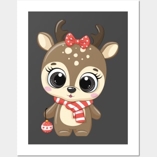 Cute reindeer for new year and christmas Posters and Art